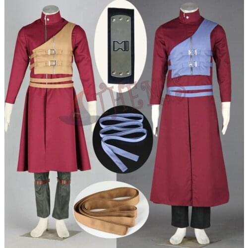 Athemis Anime Outfit Naruto Gaara Cosplay Costumes Long Red Coat Casual Clothes with Black Headband Gift Halloween Uniform