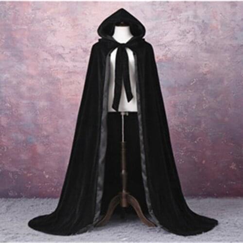 Costume Male & Women Red Green Black Velvet Hooded Robe Cloak Costume Wedding shawl cloak
