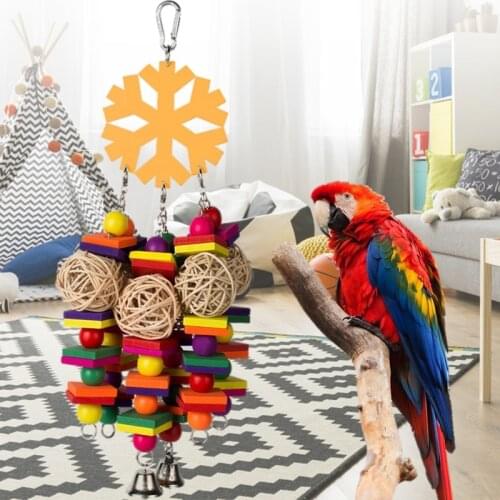 Legendog Lager Budgie Toy Wooden Rattan Ball Hanging Bird Chew Toy Block Parrot Toy Funny Training toys Bird Entertainment Toys