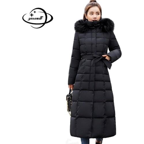 M-3xl Womens Padded Parkas Jacket Winter Female Coats Zipper Hooded Long Style Solid Color Ladies Outerwear Top Clothes Hy80