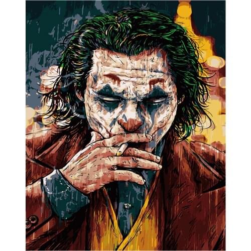 Painting by Numbers Joker Portrait Handpainted Diy Oil Paintings on the Wall Art Joker Painting by Numbers Home Wall Decor