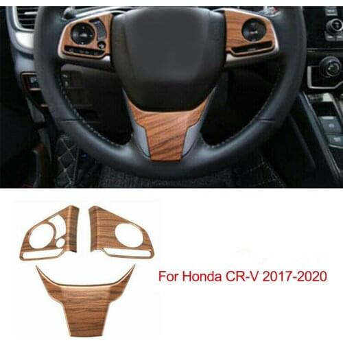 Set Of 3 Pieces Suitable For Honda CR-V CRV 2017-2020 Peach Wood Texture Sticker Steering Wheel Cool Modified Decorative Cover