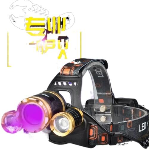 Headlamp according Scorpion violet light led rechargeable long-range capture bright scorpion fish head mount multifunction