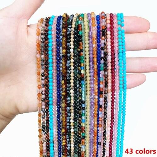 41 Types Natural Stone Small Round Loose Spacer Beads for Jewelry Making Amethysts Agat DIY Bracelet Necklace Accessories B455