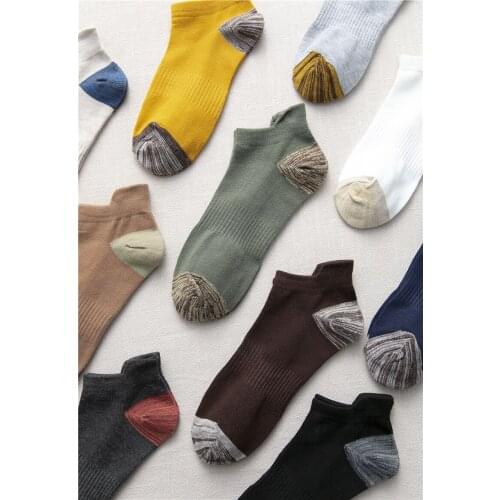 5 Pairs 10 Pairs Mens 100% Cotton Boat Socks Homme Mixed Color Combed Cotton Short Socks Male Summer Breathable Ankle Socks
