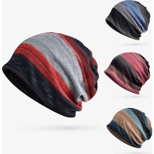 New Beanies Cap Scarf Cotton Blend Stretch Sun Hat Autumn Winter With Plush Cycling Neck Warmer Head Wear 2020