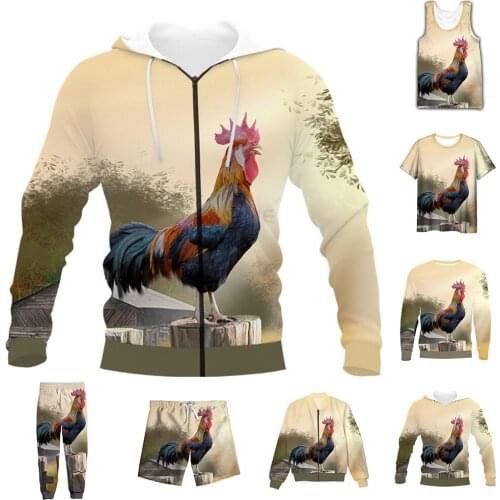 New Fashion 3D Full Print Animal Rooster T-shirt/Sweatshirt/Zip Hoodies/Thin Jacket/Pants Four Seasons Casual Suit V27