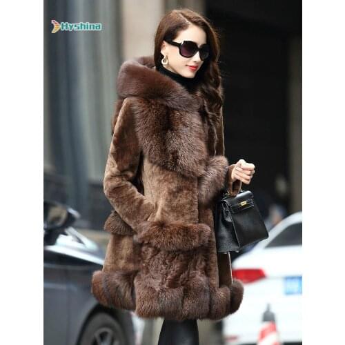 Original Medium Long Fur Sheep Shearing Coat Female Winter Fox Fur Collar Fur Integrated Female Coat