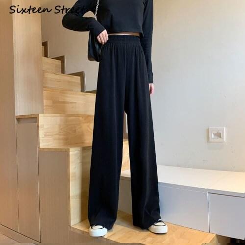 Straight Woman Pants Streetwear 2020 Trousers Autumn Winter Korean Style High Waist Solid Wide Leg Casual Elegant Fashion Y2K