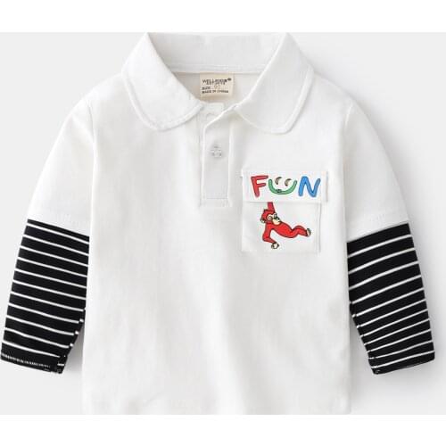 Soft Fabric Boys Polo T-shirts Kids Spring Fall Shirt Cotton Long Sleeve Toddler Tops Tee Childrens Clothes