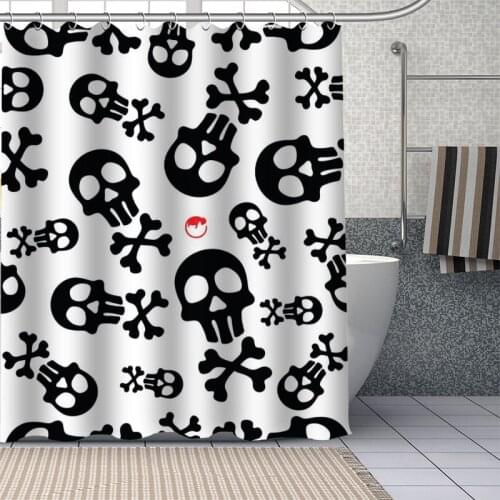 Hot Sale Skull Art Custom Pattern Polyester Bath Curtain Waterproof Shower Curtains DIY Bath Screen Printed Curtain For Bathroom