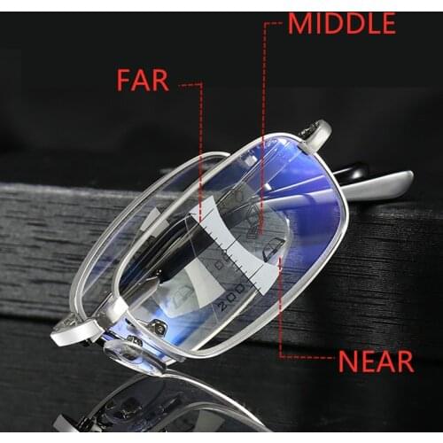 Folding Anti Blue Ray Reading Glasses Progressive Multifocal Bifocal Men Women Foldable Lightweight Auto-focus Presbyopic Glass