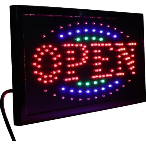 CHENXI 36 Styles LED Open Sign Neon Light 10X19 inch Animated Business Shop Store Open Window Display PVC Frame Indoor