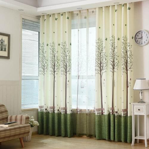 New Fashion Green Tree Printed Blackout Window Curtains For Living Room Bedroom Custom Made Window Curtains for Children