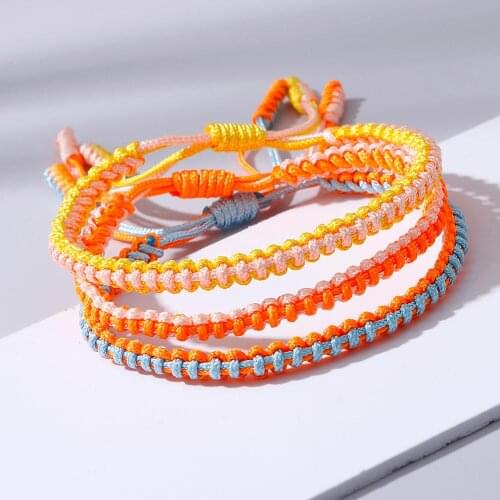 1Pcs Tibetan Buddhist Charm Orange Rope Bracelets & Bangles Women Men Lucky Handmade Knots Thread Bracelet Adjustable Jewelry