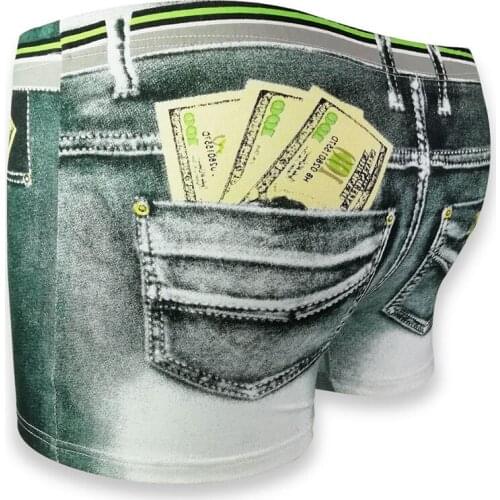 3d Sexy Denim Printed Boxer Shorts Men Underwear Boxershorts Men Sexy Dollar Pocket Boxer Shorts Pants Underpants
