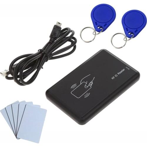 Access control 125khz rfid EM ID card reader writer copier with 2pcs 5200 key tag + 5pcs T5577 card