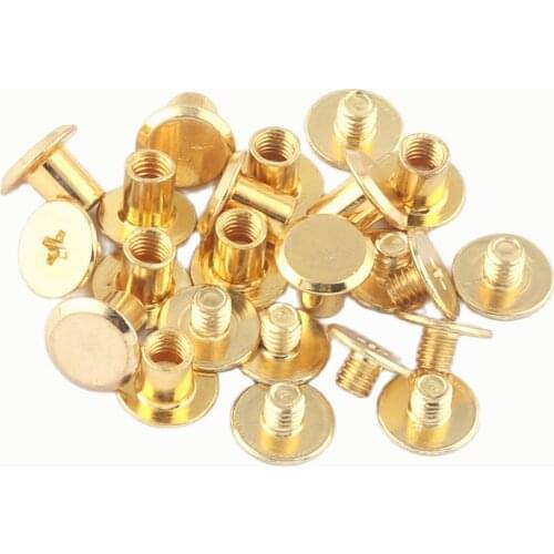 9*7mm Gold Screw Rivets Metal Button Screw Back Studs Screw Studs for Handbag Belt Leather Craft Screw Studs Rivet Stud