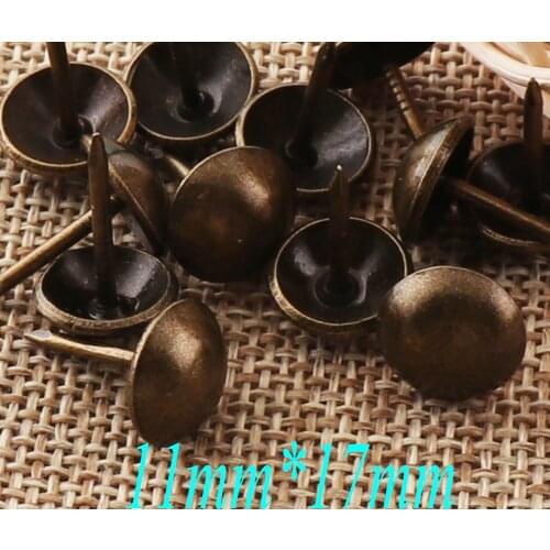 100 PCS Antique Bronze Upholstery Tacks 11mm Nailhead Rivets Upholstery Tacks Nails Thumb Old Tacks Studs Nails