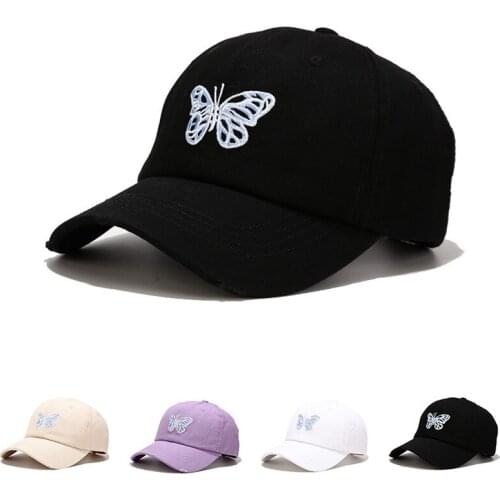 Womens Butterfly Embroidery Baseball Cap Summer Outdoor Street Hip Hop Sun Caps Mens Casual Sports Cap Adjustable Baseball cap