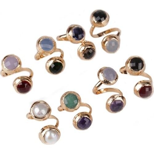 2019 New Design Open Finger Rings for Women Colorful Agates Freshwater Pearl Accessories Female Fashion Engagement Jewelry Rings