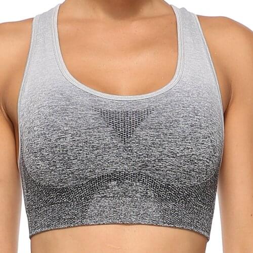 Women Ombre Yoga Sport Bra Brassiere Padded Breathable Athletic Fitness Running Gym Vest Yoga Sport Tops Push Up Sportswear