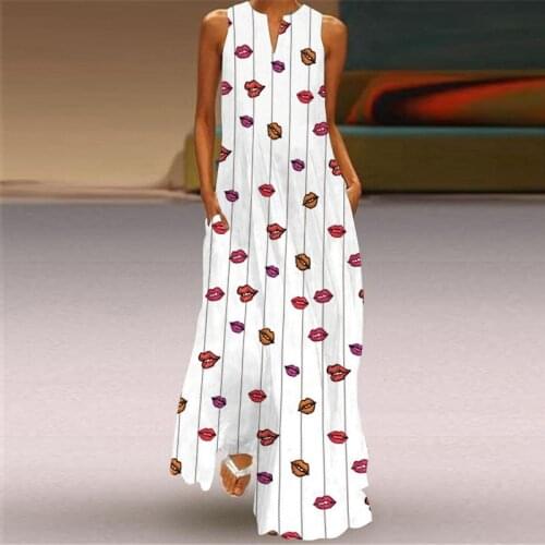Summer Women Casual Long Dress Plus Size Sleeveless V Neck Elegant Tank Dresses For Women Clothing Vestidos Mujer Verano 2021