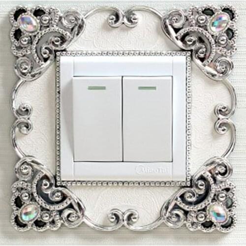 1pc Portable Socket Decals Switch European Style Luxury Square Shaped Lace Light Switch Cover Pastel Home Decor