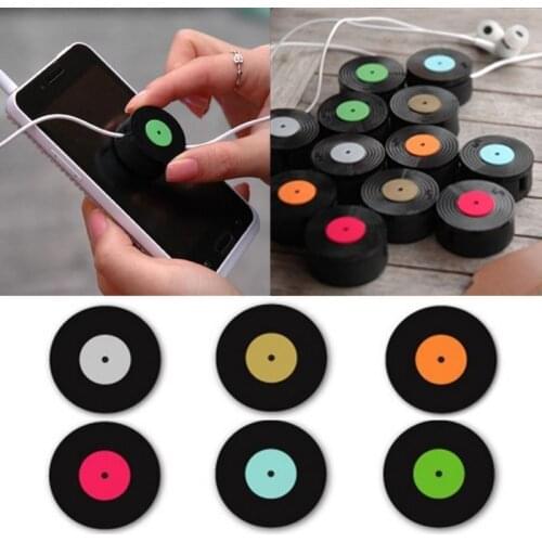 1PCs Cable Winder Earphone Organizer Wrap Headphone Vintage Round Wire Holder Organizer Cable Tie Manager for Headset Winder