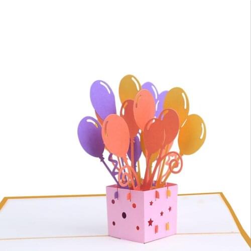 10pcs 3D Creative Colorful Balloon Handmade Kirigami Origami Wedding Party Invitation Cards Greeding Birthday Postcard