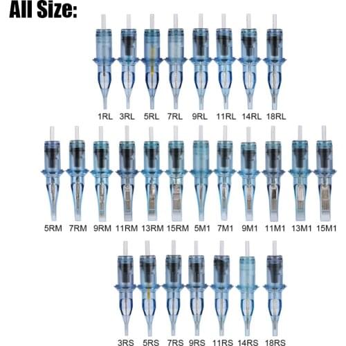 100pcs/set Disposable Makeup Tattoo Sterile Cartridge Needles RL/RM/M1/RS Tattoo Microblading Pen Needles For Tattoo Machines