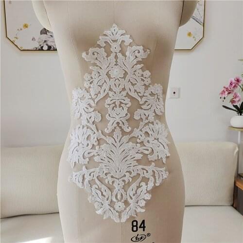 2 Pcs Vintage Pure Cotton Lace Applique Large Lace Patch For DIY Wedding Dress Applique Prom Ball Gown Bridal Dress Party Dress