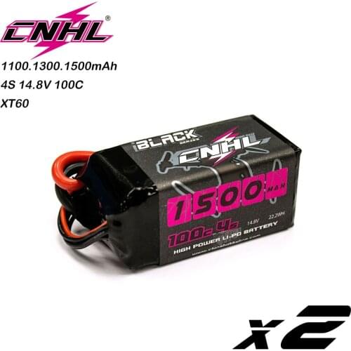 2PCS CNHL Lipo 4S 1500mAh 14.8V Battery Black Series 100C XT60 For Vortex LRC Freestyle V1 RC Boat Cars Heli Airplane Drone FPV