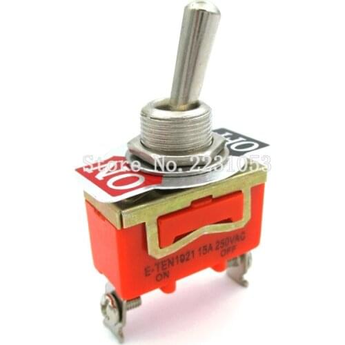 2PCS/LOT ON-OFF 15A 250V Toggle Switch 2 Pin Toggle Flick Switch Light Metal SPST E-TEN1021