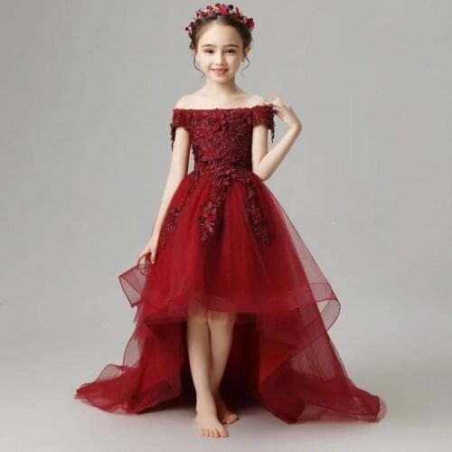 2021 Spring Autumn Kids Wedding Flower Girl Dress One Shoulder Elegant Princess Party Pageant Formal Dress Tulle Dresses K260