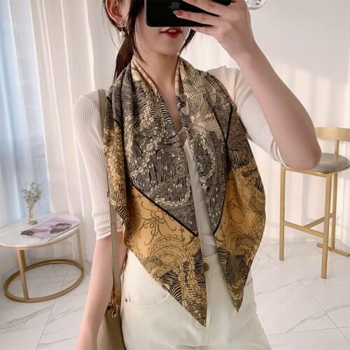 2021 new style retro 90*90cm square scarf scarf ladies silk shawl scarf summer sunscreen soft ladies winter scarf chiffon hijab