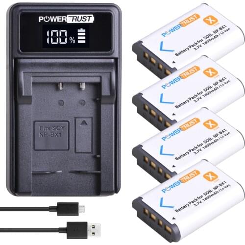 4Pc NP-BX1 npbx1 Battery + New LED USB Charger For Sony DSC-RX100 DSC-WX500 IV HX300 WX300 HDR-AS15 X3000R MV1 AS30V HDR-AS300