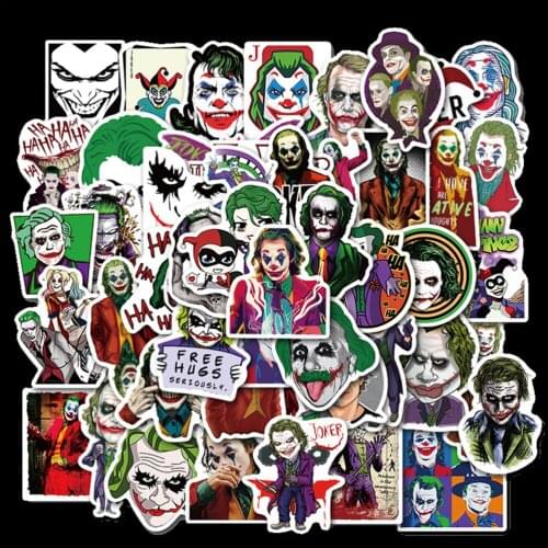 50pcs Waterproof Cool Movie The Joker Clown Graffiti Stickers Skateboard Suitcase Guitar Motorcycle PVC Sticker Craft Supplies