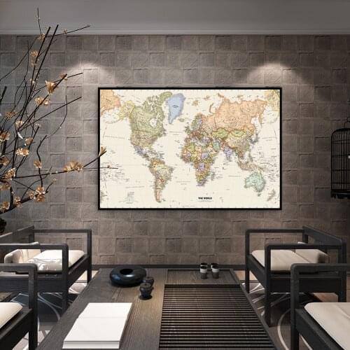 70*50cm The World Map Vinyl Canvas Painting Vintage Wall Art Poster Children School Supplies Living Room Home Decoration