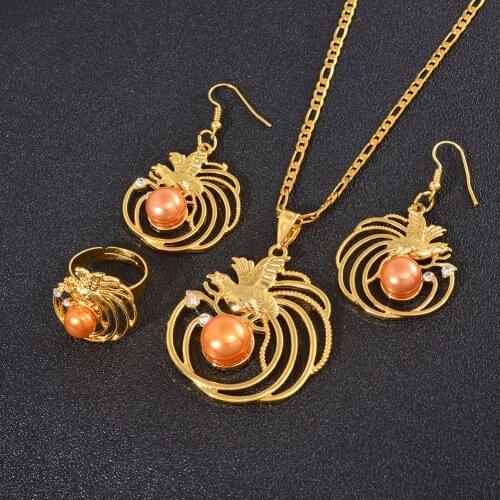 Anniyo Pearl Bird Pendant Necklaces Earrings Ring Papua New Guinea Clothing Jewellery PNG Gifts #144006GO