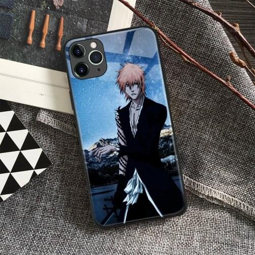 Ichigo Kurosaki Bleach Anime Soft Silicone Glass Phone Case for IPhone SE 6s 7 8 Plus X Xr Xs 11 12 Mini Pro Max Samsung Redmi