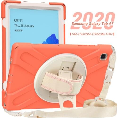 Tablet Case For Samsung Galaxy Tab A7 10.4 T500 T505 T507 360 Rotatable Kickstand with Hand&Neck Strap protection Caver+Film+Pen