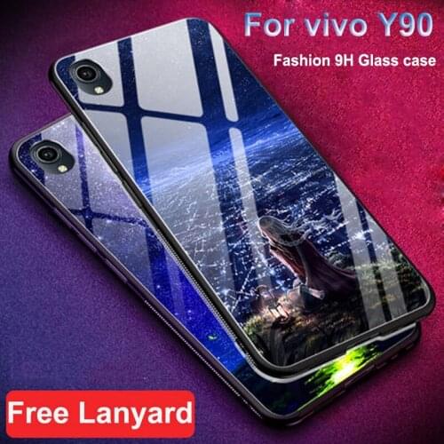 For vivo Y90 Case vivoY90 cover starry star Tempered glass hard phone cases 6.22" For vivo Y90 glass shell for vivo Y 90 bumper