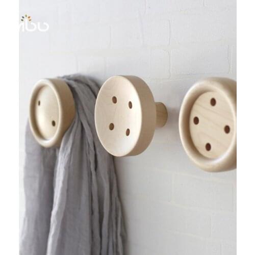 Woody Robe Hooks Home Decor Knobs Wall Hanger with Nail Natural Oak Wood Button Handrail Wall Storage Shelf Rack