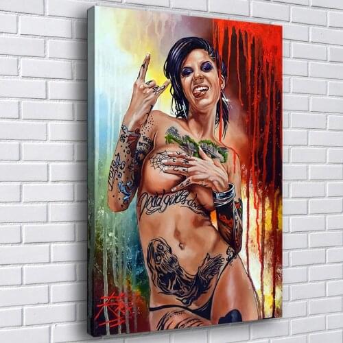 Art tattoo BONNIE ROTTEN bar decoration painting canvas painting wall art hanging steam punk drink bar decoration poster picture