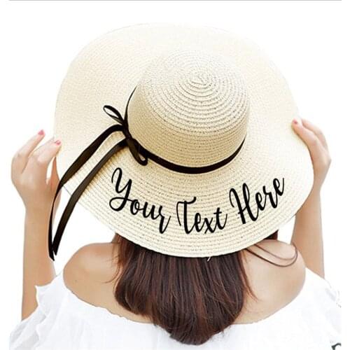 Personalized Floppy Beach Hat Bridesmaid Hat Straw Sun Hat Monogram Hat Custom Hat Honeymoon Hat Vacation Hat Hen Party Hat