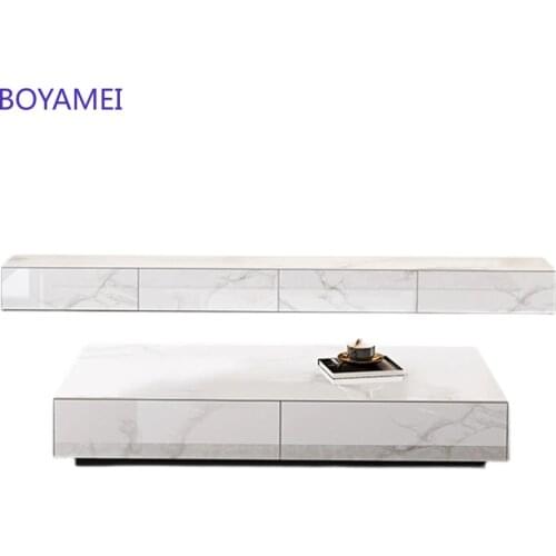 Customized Italian light luxury rock floor TV cabinet tea table combination Modern minimalist small living room wall cabinet