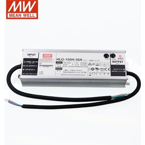 MEAN WELL LED Power Supply HLG-150H-36A 36V Adjustable LED driver 110V/220V AC to 36V DC 4.2A 150W waterproof IP65 Transformer