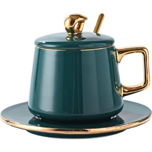 Creative Ceramic Coffee Cup North European Luxury Family Simple Phnom Penh Set Tea Cup Dish with Spoon