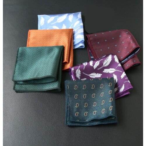 Linbaiway Polyester Handkerchief Mens Vintage Gentlemen Hankies Floral Print Ladies Pocket Square Towel Accessory Custom Logo